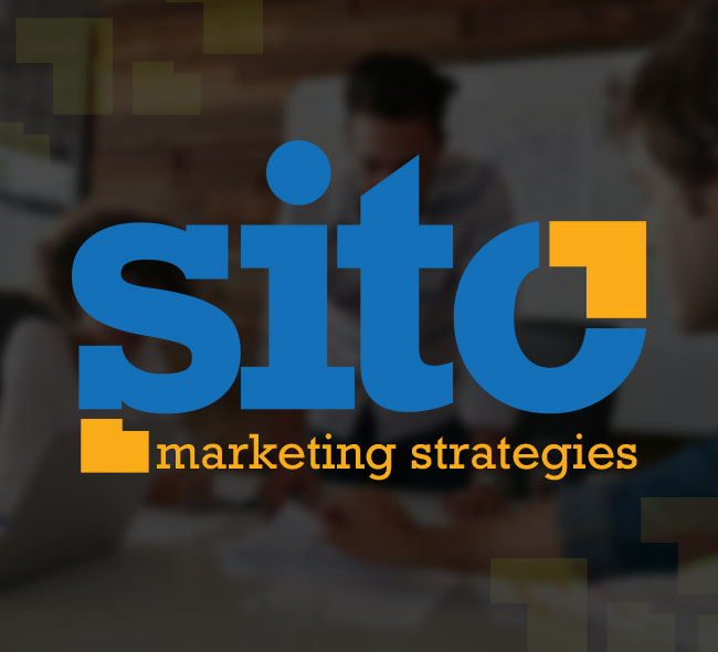 Sito Marketing Strategies logo on top of a blurred out conference room